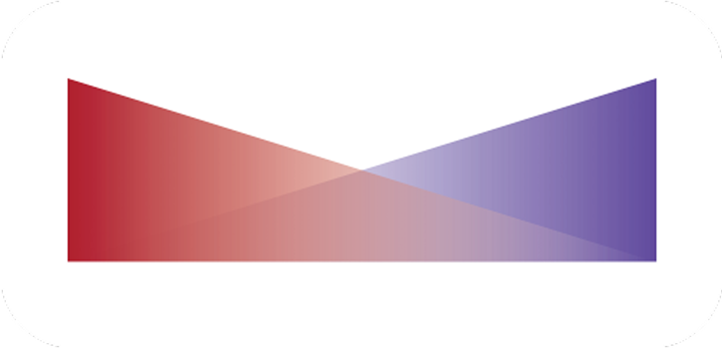 Red and violet triangles pointing at each other and forming a rectangle